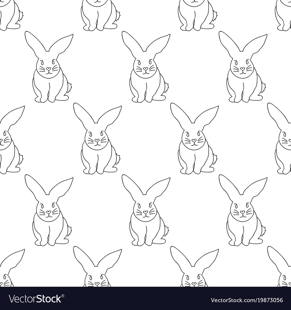 White rabbit seamless background