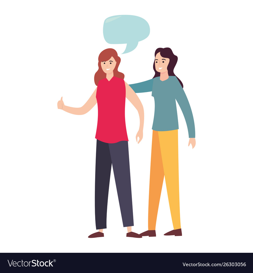 Women happy young people talk bubble Royalty Free Vector