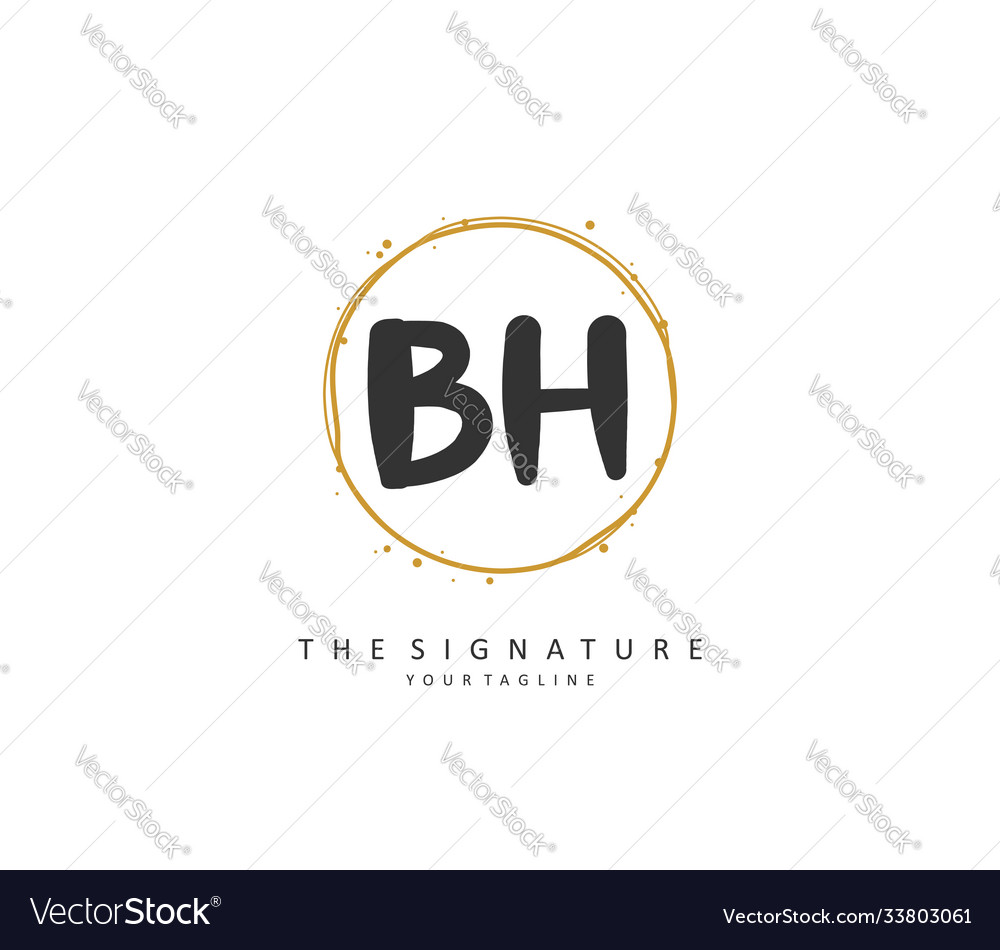 B h bh initial letter handwriting and signature