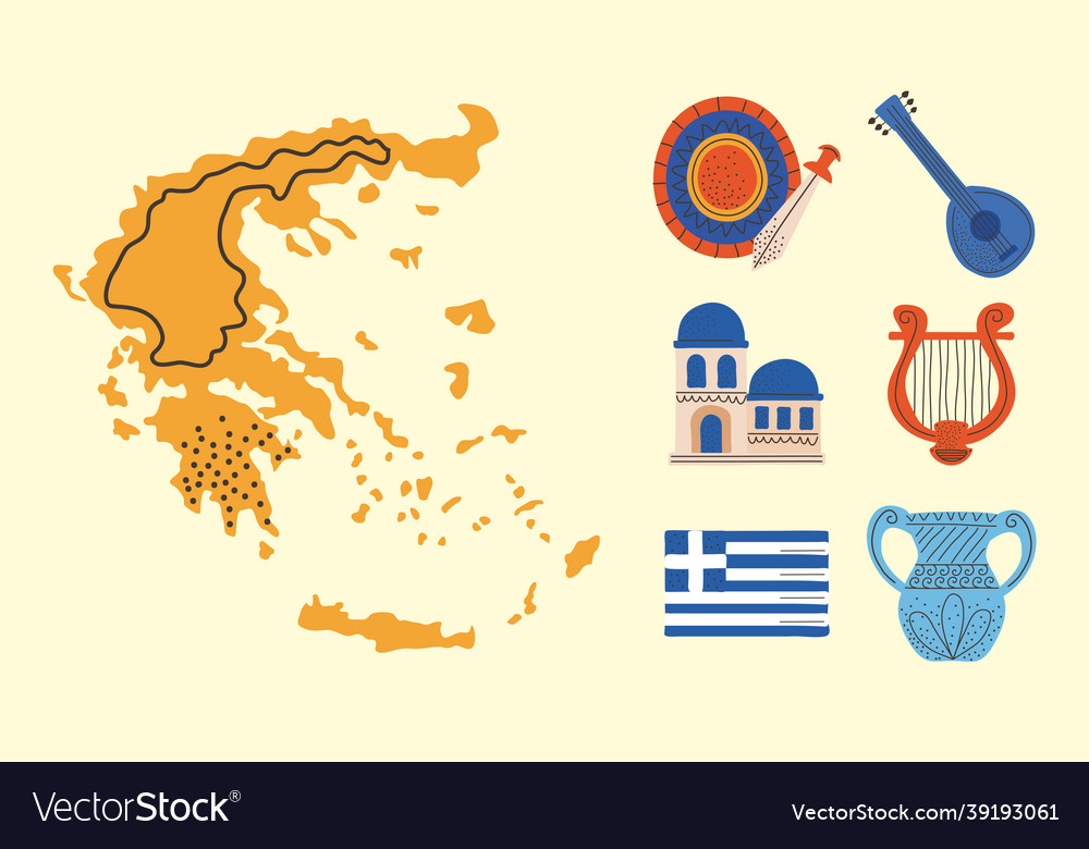 Icons of greece culture Royalty Free Vector Image