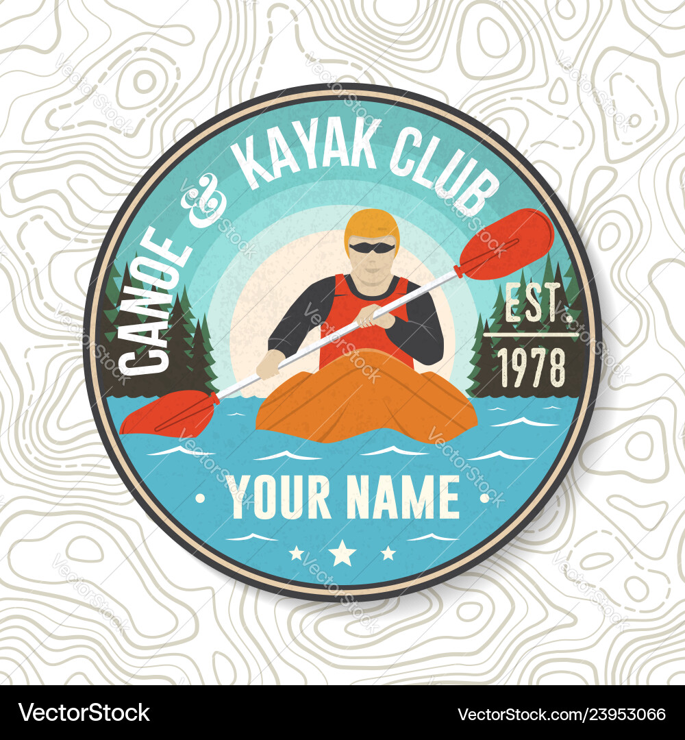 Canoe and kayak club patch concept Royalty Free Vector Image