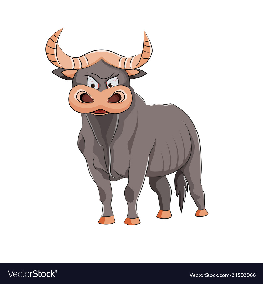 Cartoon bull on a white background Royalty Free Vector Image