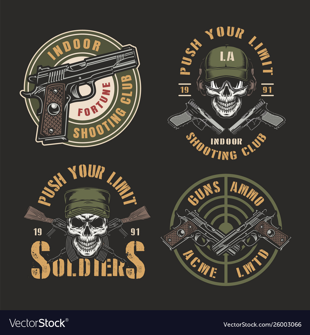 Colorful military emblems Royalty Free Vector Image