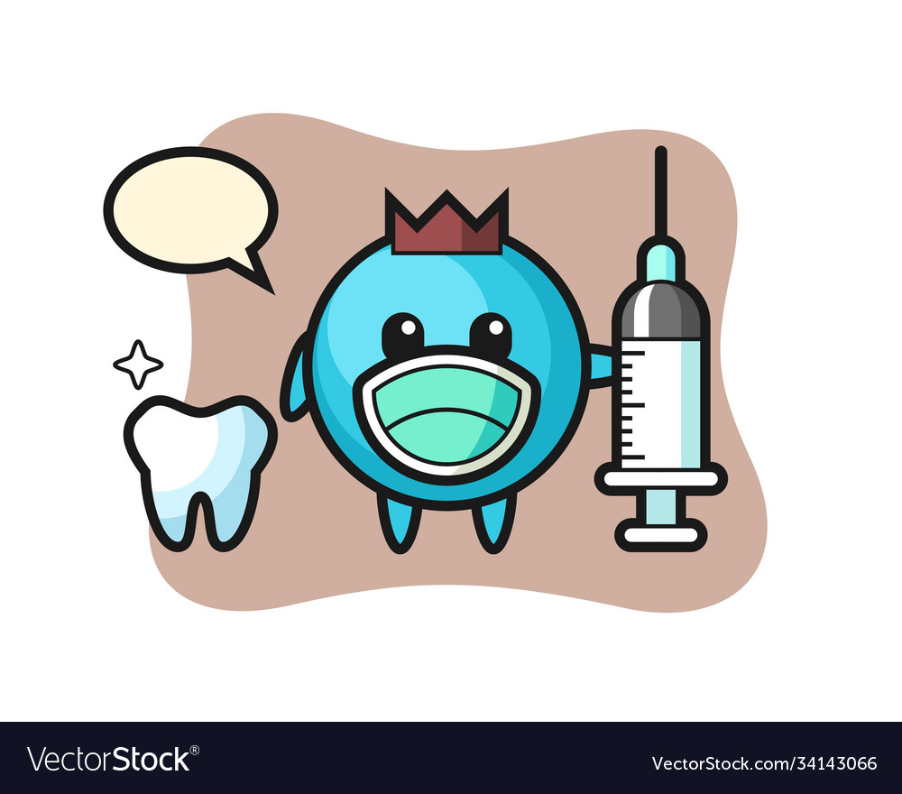 Mascot character blueberry as a dentist