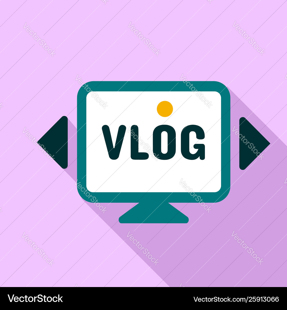 Monitor vlog logo flat style Royalty Free Vector Image