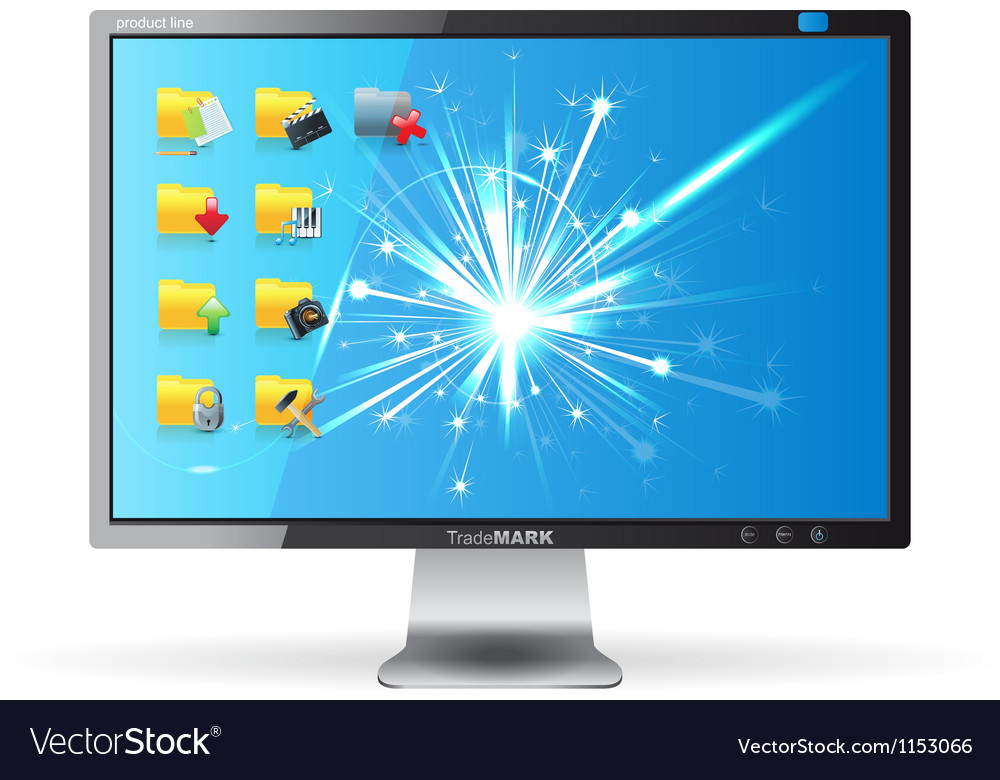 Monitor with folders Royalty Free Vector Image