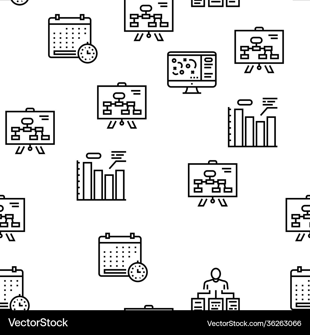 Planning work process seamless pattern Royalty Free Vector