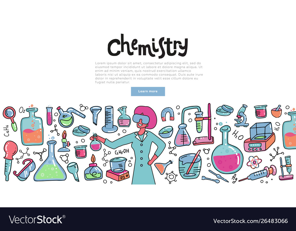 Scientist woman with a chemistry glass explaining