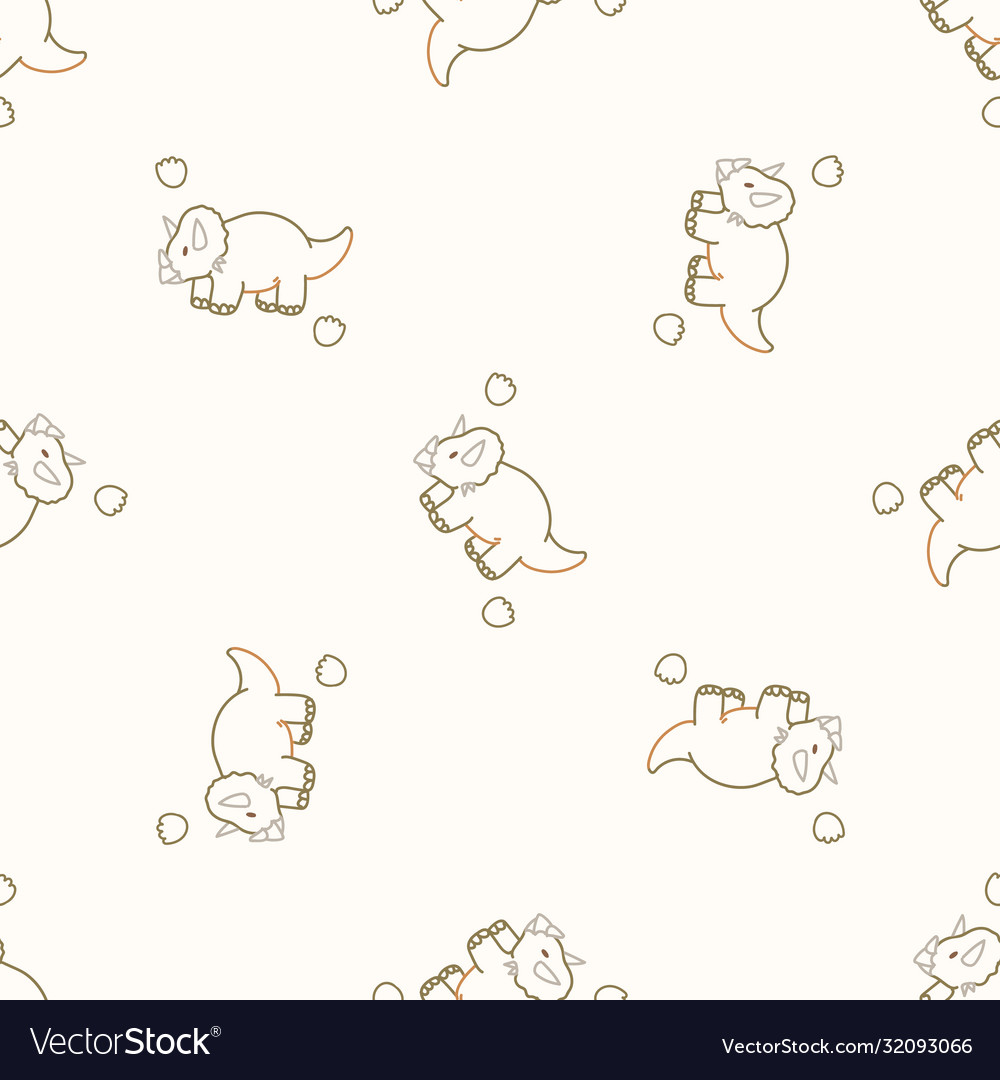 Seamless background triceratops with footprint Vector Image
