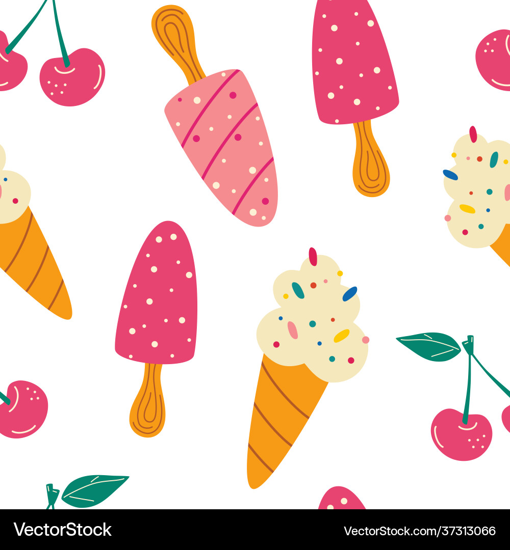 Seamless pattern with ice cream summer pattern Vector Image
