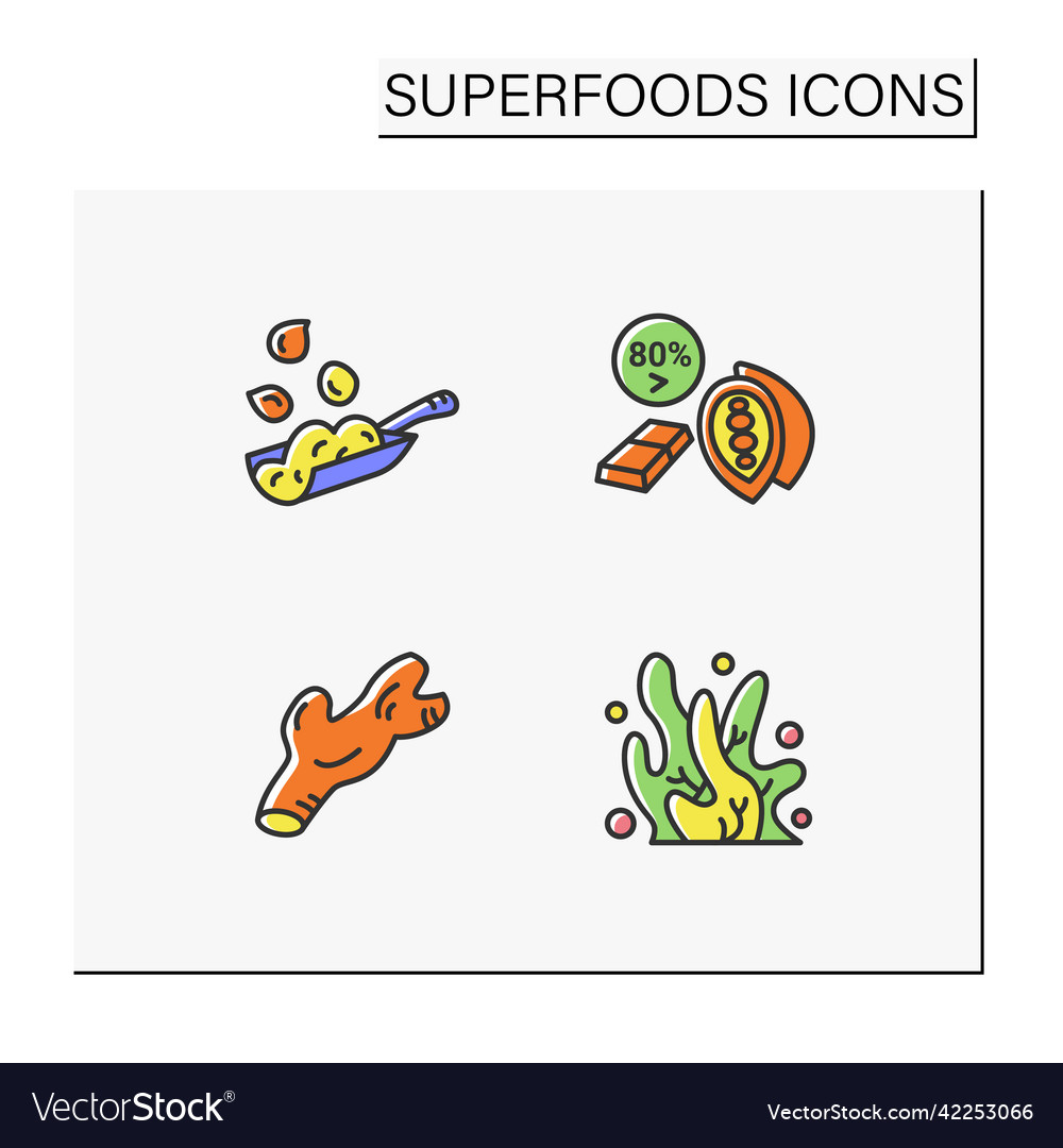 Superfoods color icons set