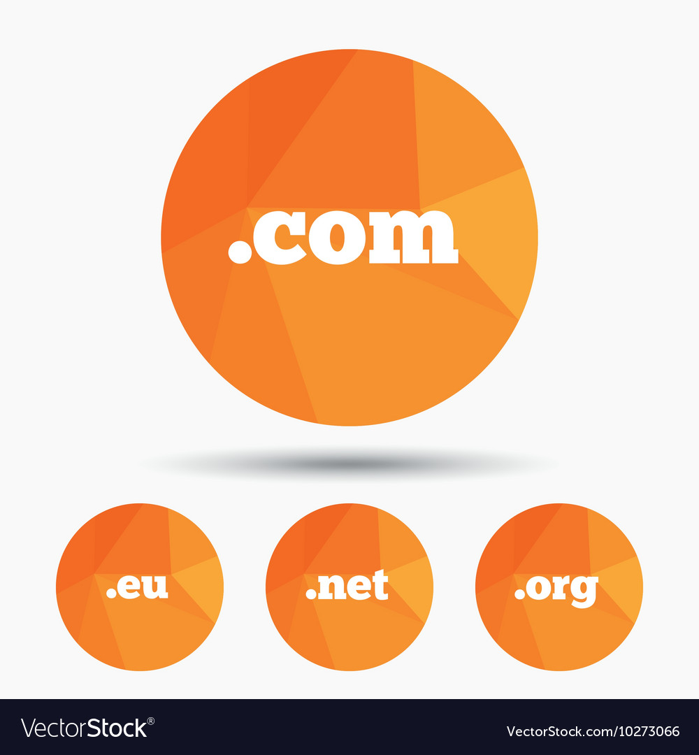 Toplevel domains signs com eu net and org Vector Image