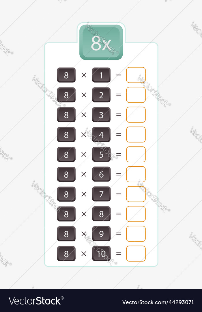 8x multiplication for practice