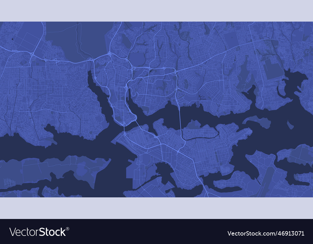 Blue abidjan map cote divoire detailed Royalty Free Vector