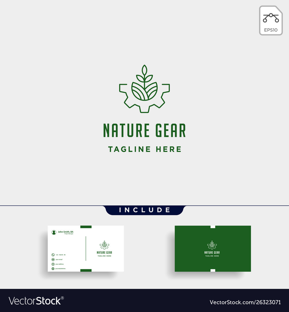 Nature gear logo farm industry line icon symbol