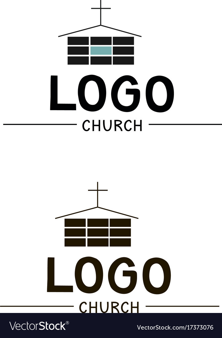 Church logo with a cross and building Royalty Free Vector