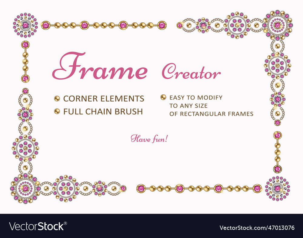 Frame set with jewelry elements pattern brush