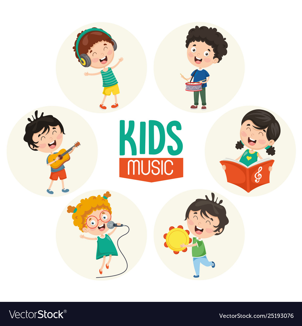 Kids playing music Royalty Free Vector Image - VectorStock