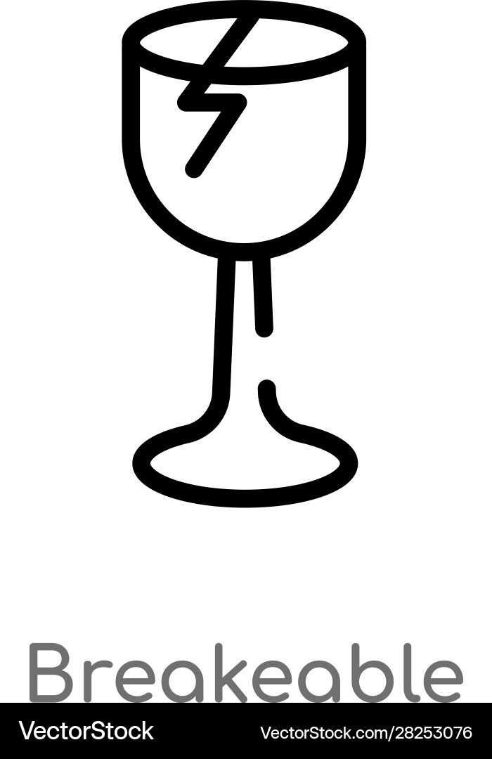 Outline breakeable icon isolated black simple Vector Image