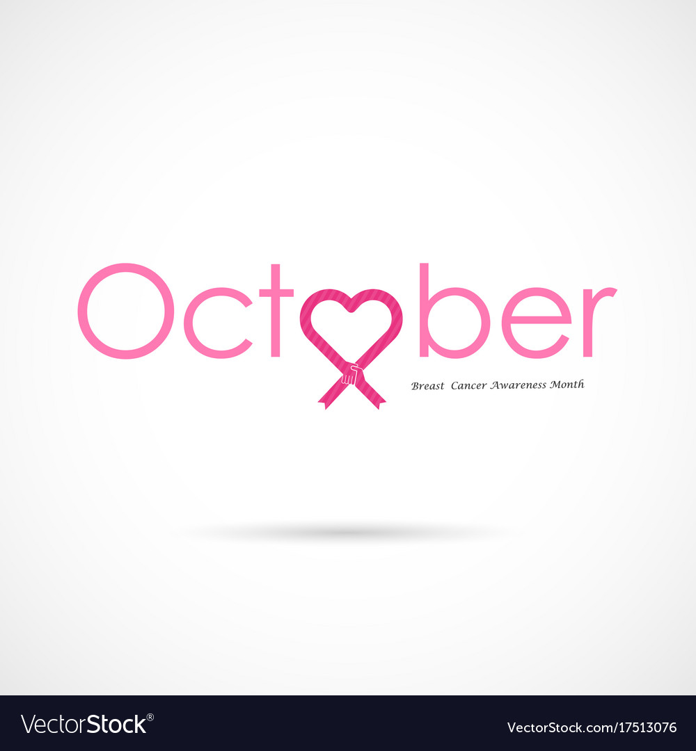 Pink heart ribbon signbreast cancer october