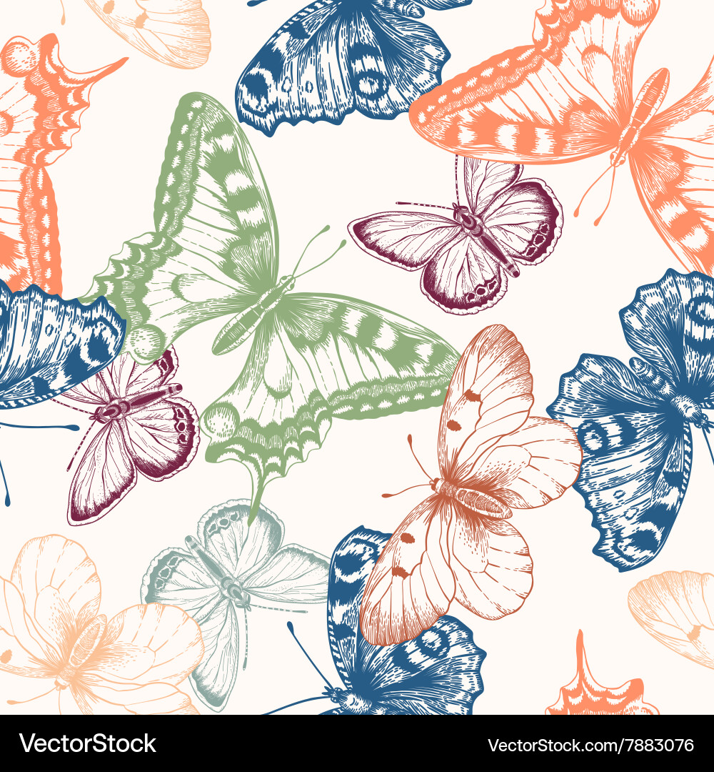 Seamless pattern with butterflies Royalty Free Vector Image