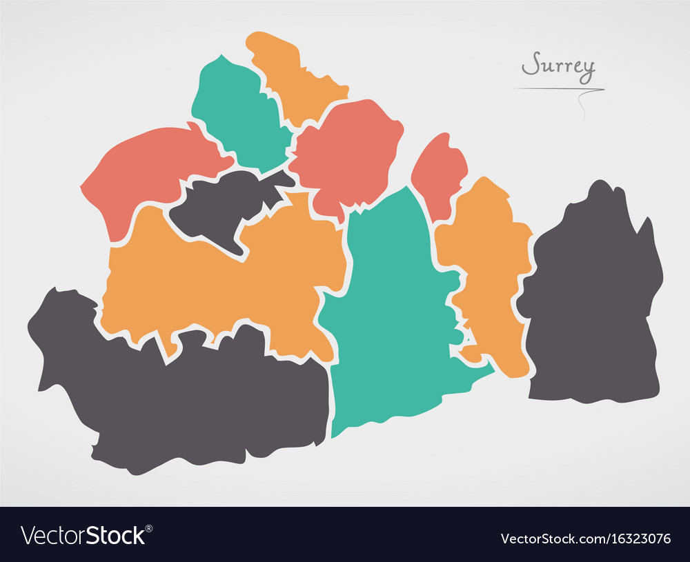 Surrey england map with states and modern round Vector Image