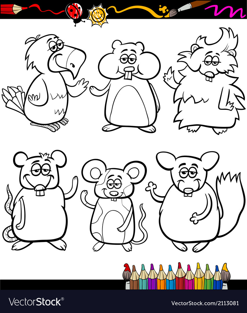 Cute pets cartoon coloring book Royalty Free Vector Image