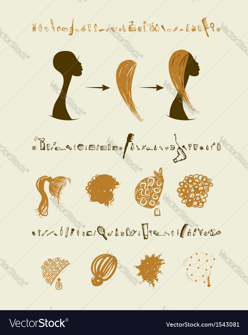 Female head and set of hairstyles for your design