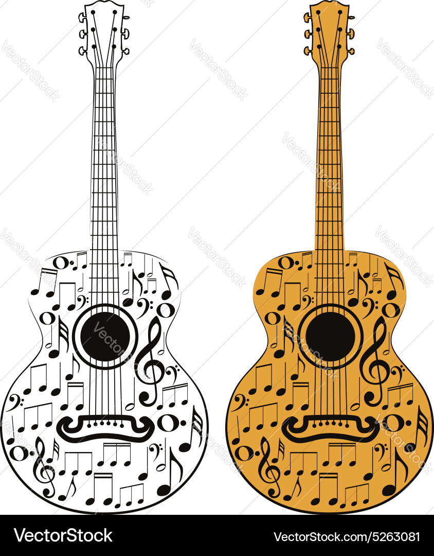 Guitar and music notes2 Royalty Free Vector Image