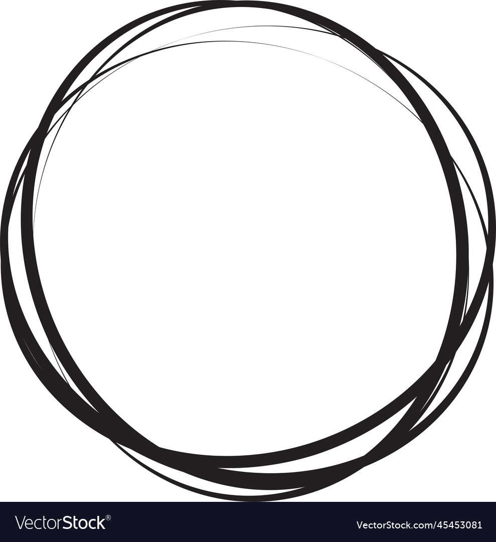 Hand drawn circle line sketch circular scribble Vector Image