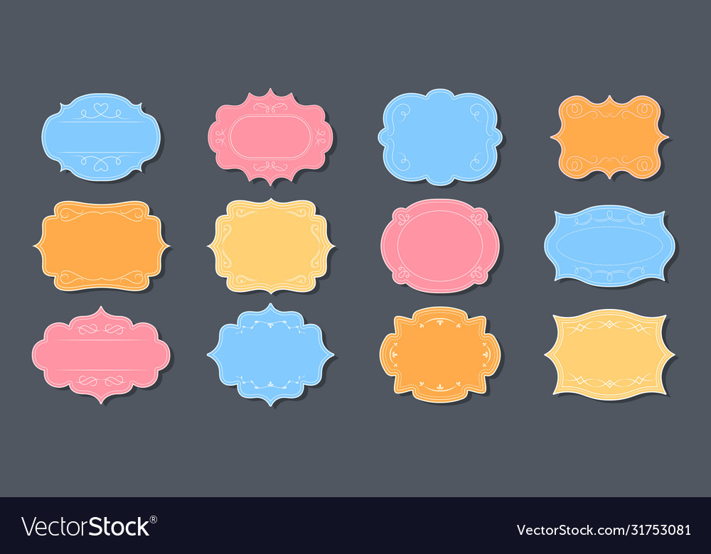 Label Ornamental Color Frames Set For Text Vector Image