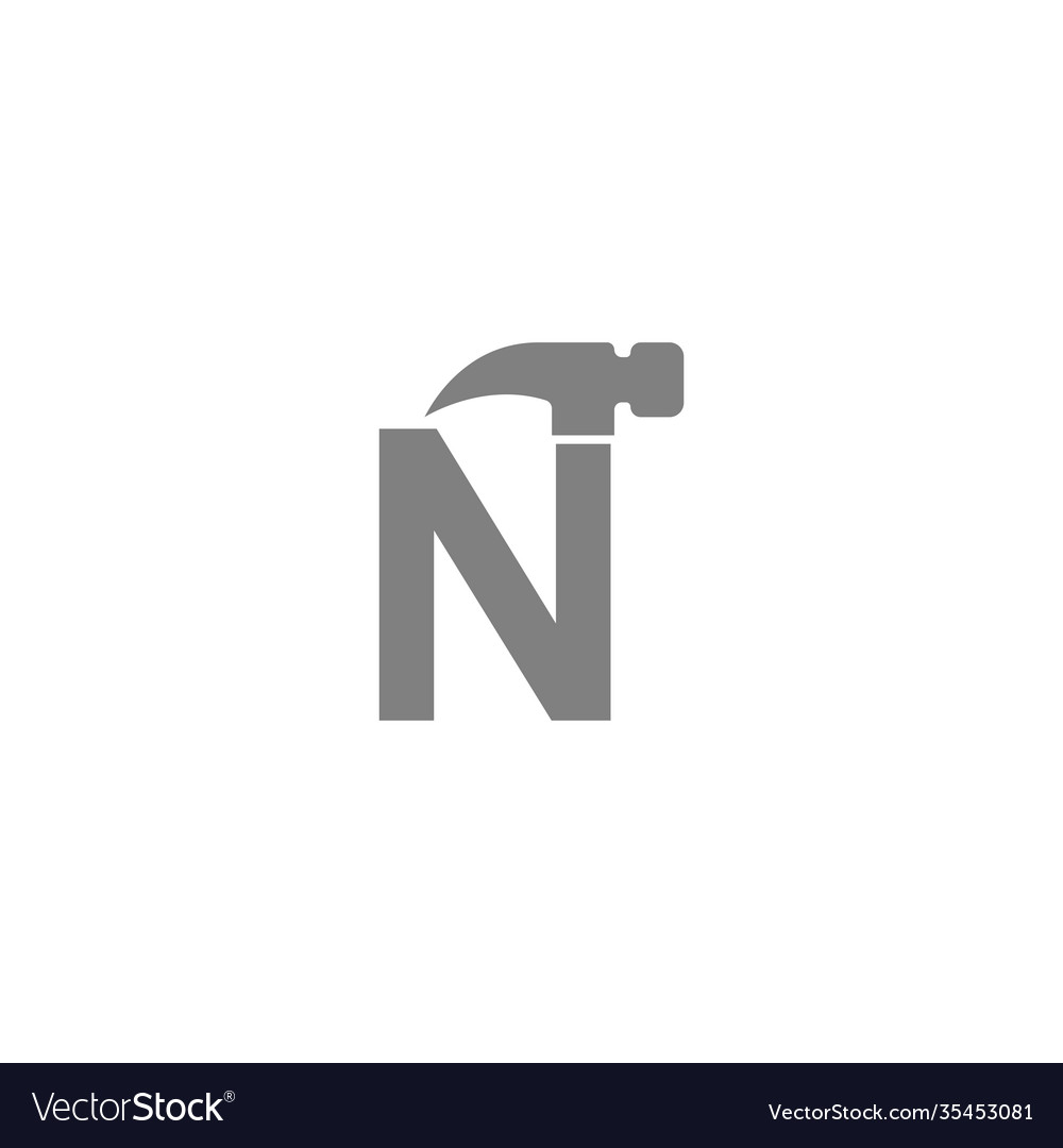 Letter n and hammer combination icon logo design