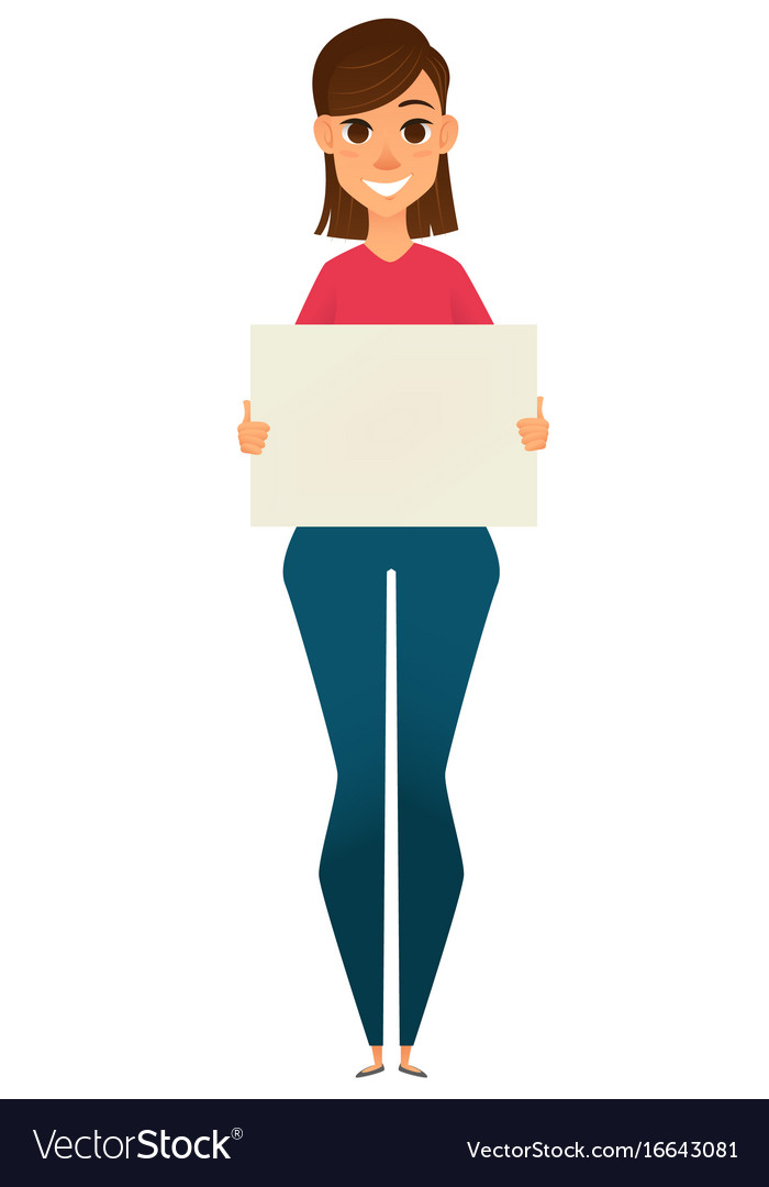 modern business woman holding blank sign vector image