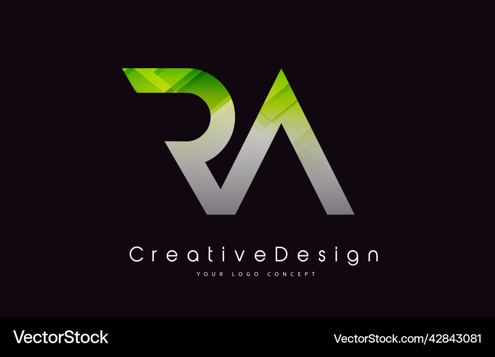 Ra r a letter logo green creative icon modern Vector Image