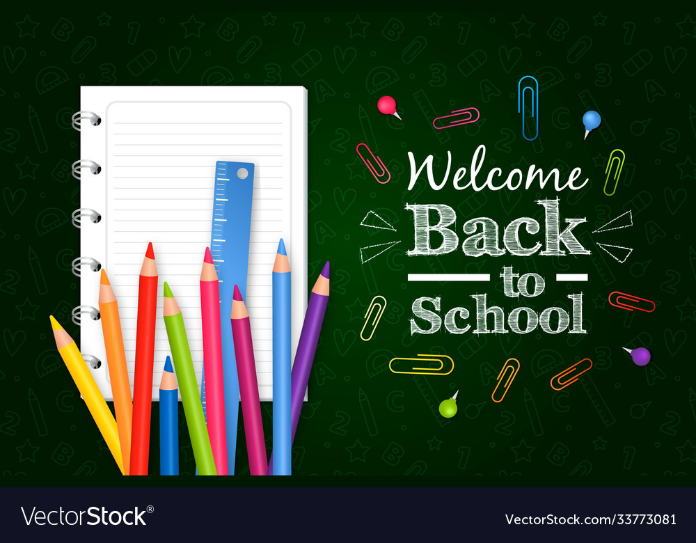 Realistic back to school background with pencils Vector Image