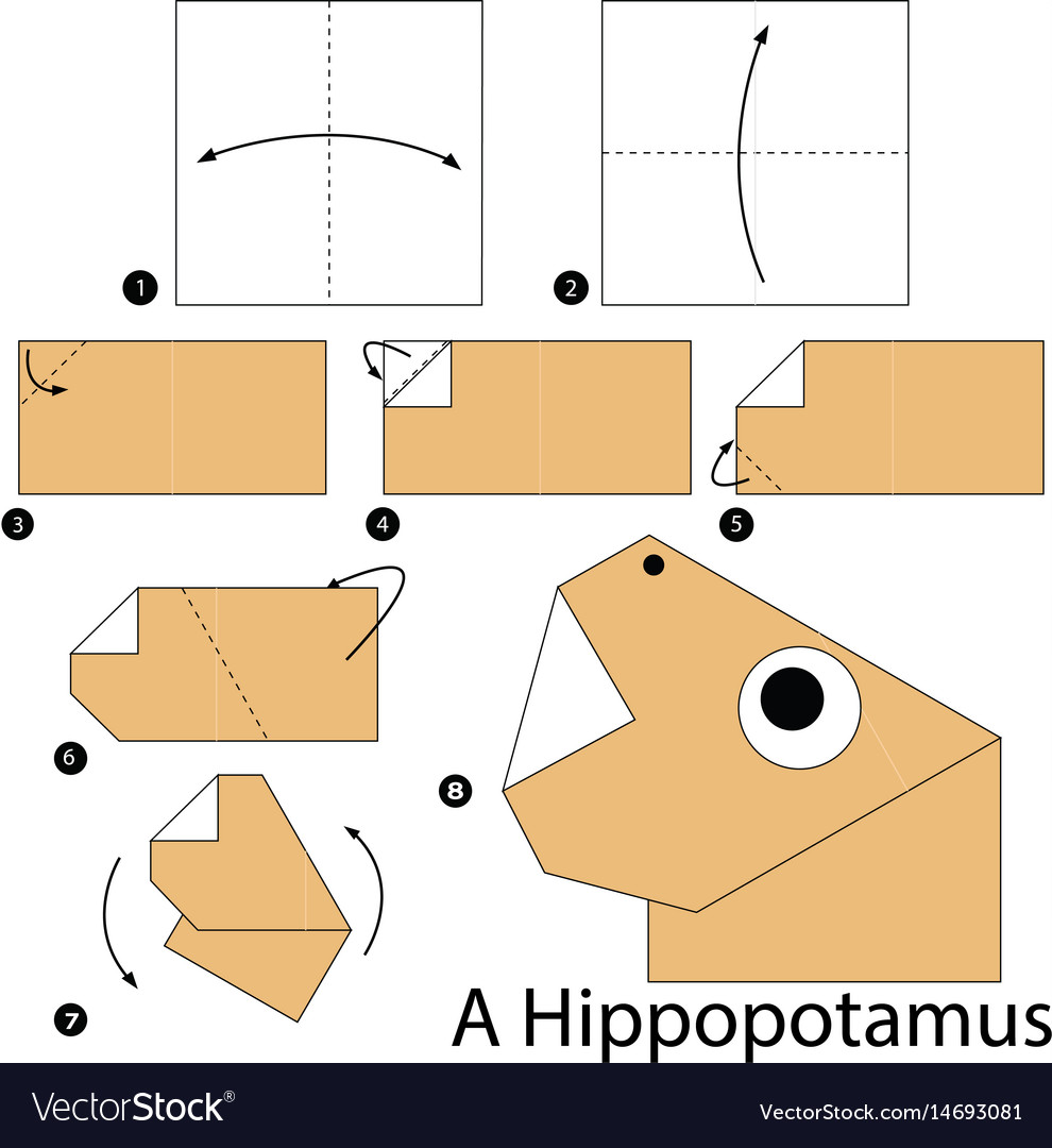 Оригами бегемот схема