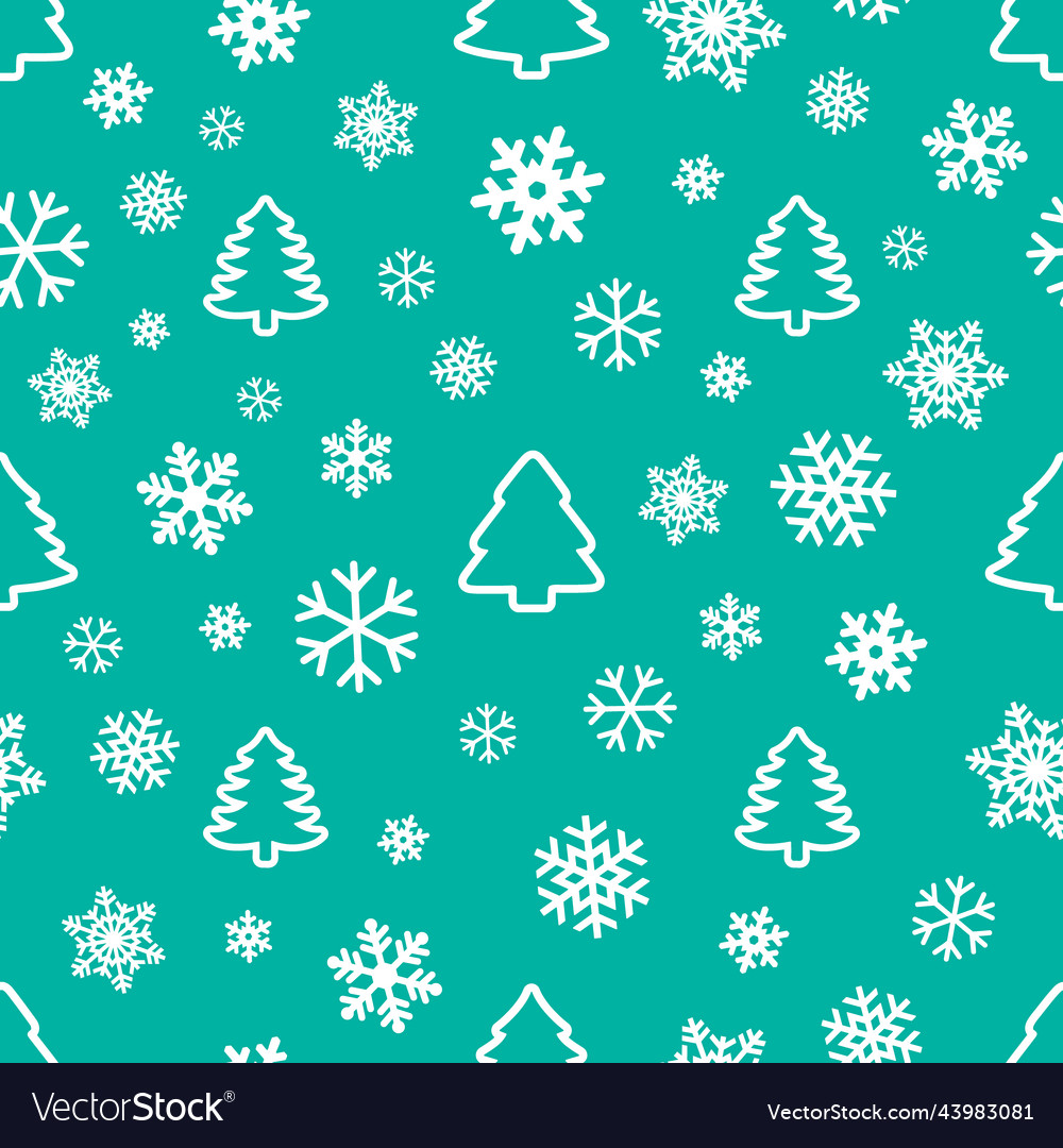 Winter seamless pattern with spruce and snowflakes