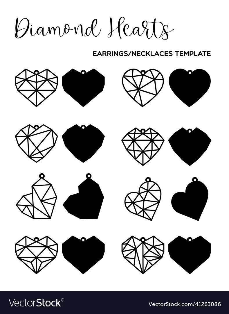 Earrings or necklaces in the shape of a heart