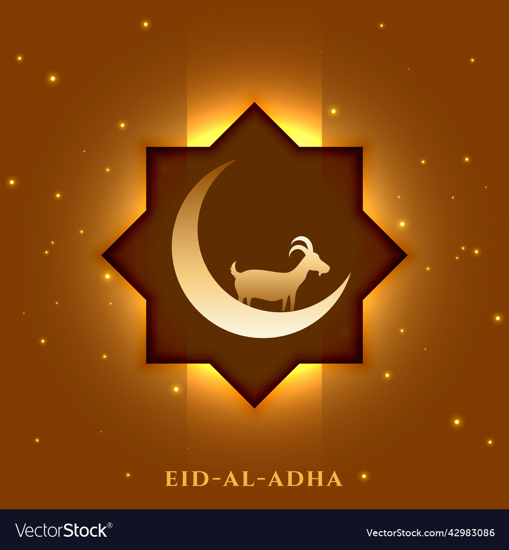 Eid al adha lovely greeting with crescent moon Vector Image