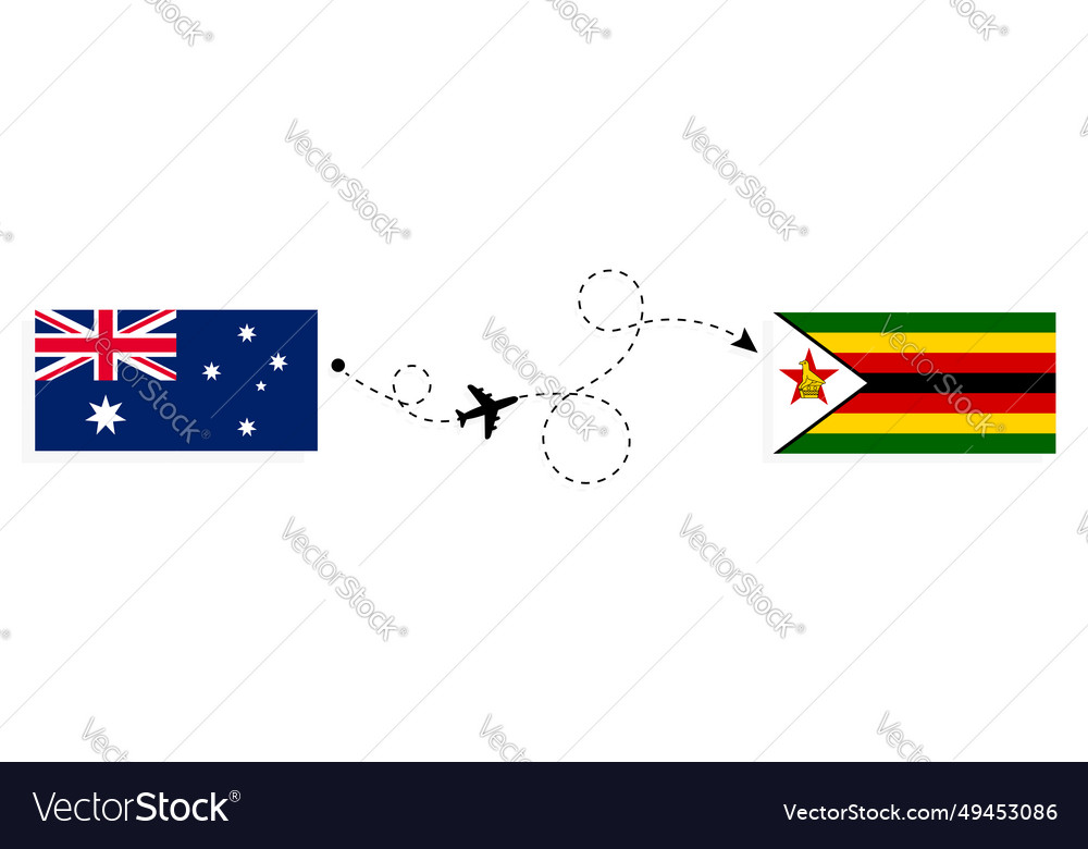 Flight and travel from australia to zimbabwe Vector Image