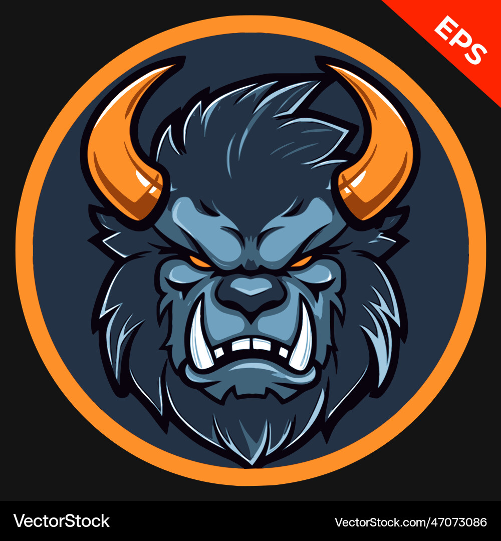 Horned animal dangerous warrior beast Royalty Free Vector