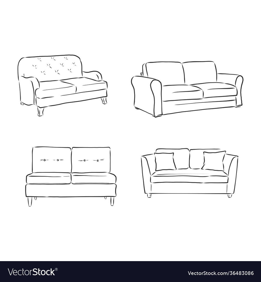 Set sofas drawings sketch style sofa