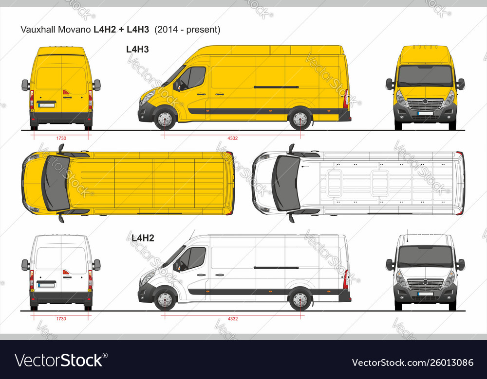 Vauxhall Movano Cargo Van Lwb L Present Vector Image