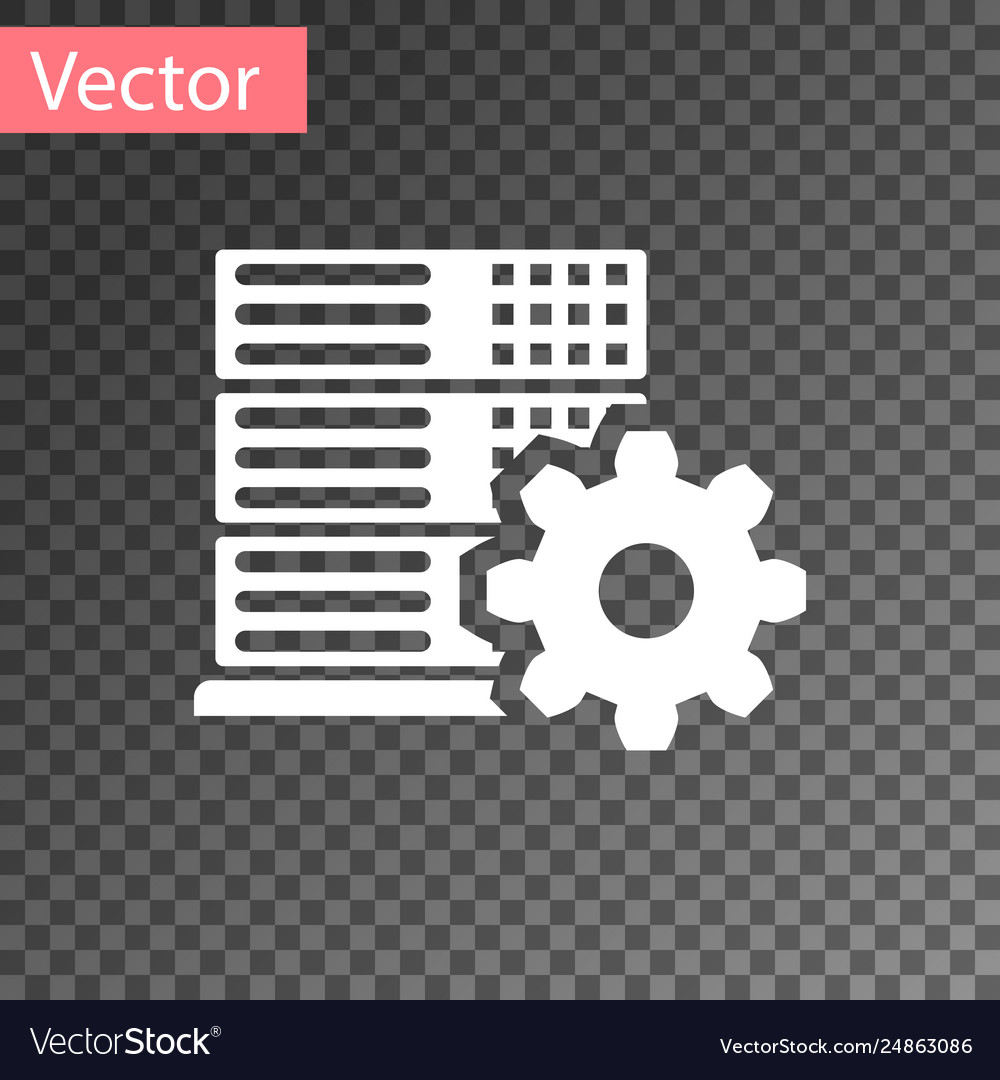 Weiße Servereinstellungssymbol isoliert auf transparent