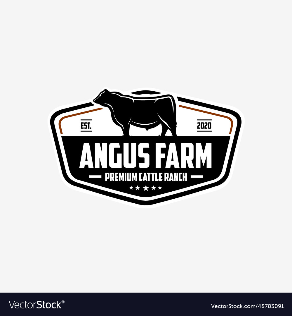 Angus farm cattle ranch logo emblem logo Vector Image