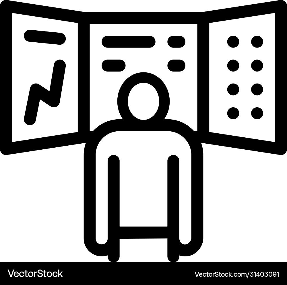 Promotion board and observing person icon Vector Image