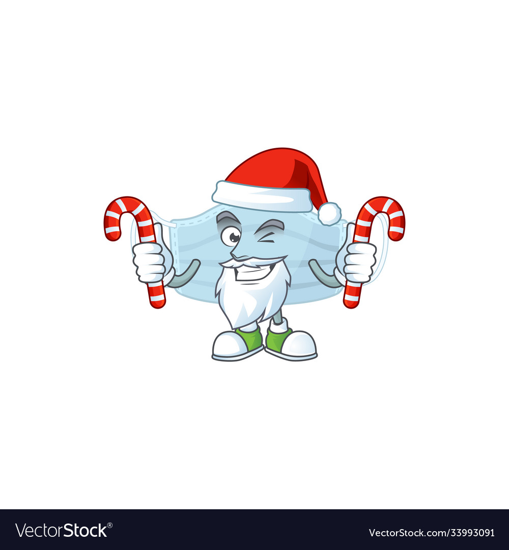 Surgery mask humble santa cartoon having candies Vector Image