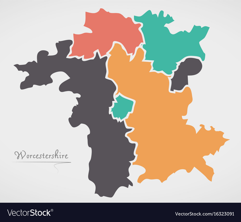 Worcestershire england map with states and modern Vector Image