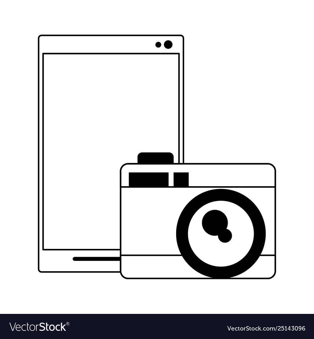 Cellphone with camera in black and white Vector Image