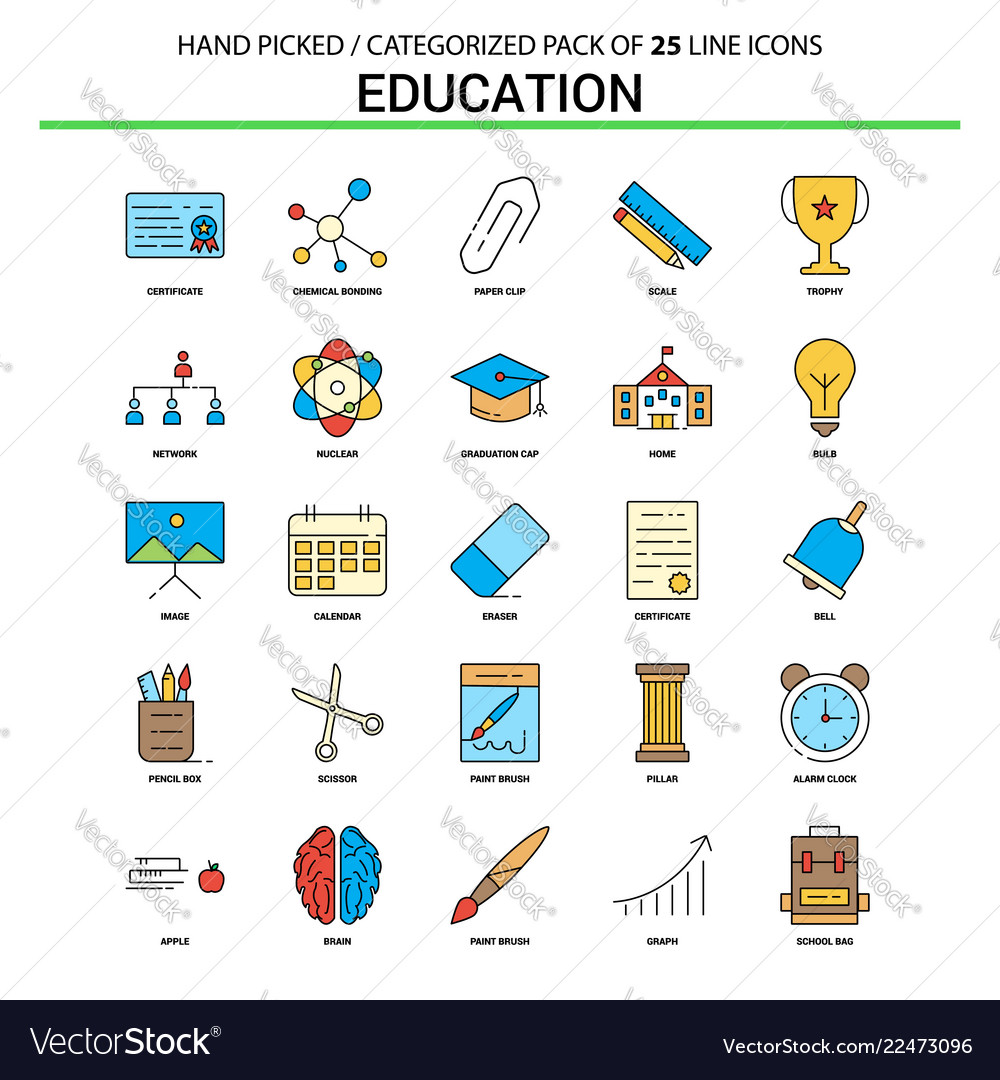 Education flat line icon set - business concept Vector Image